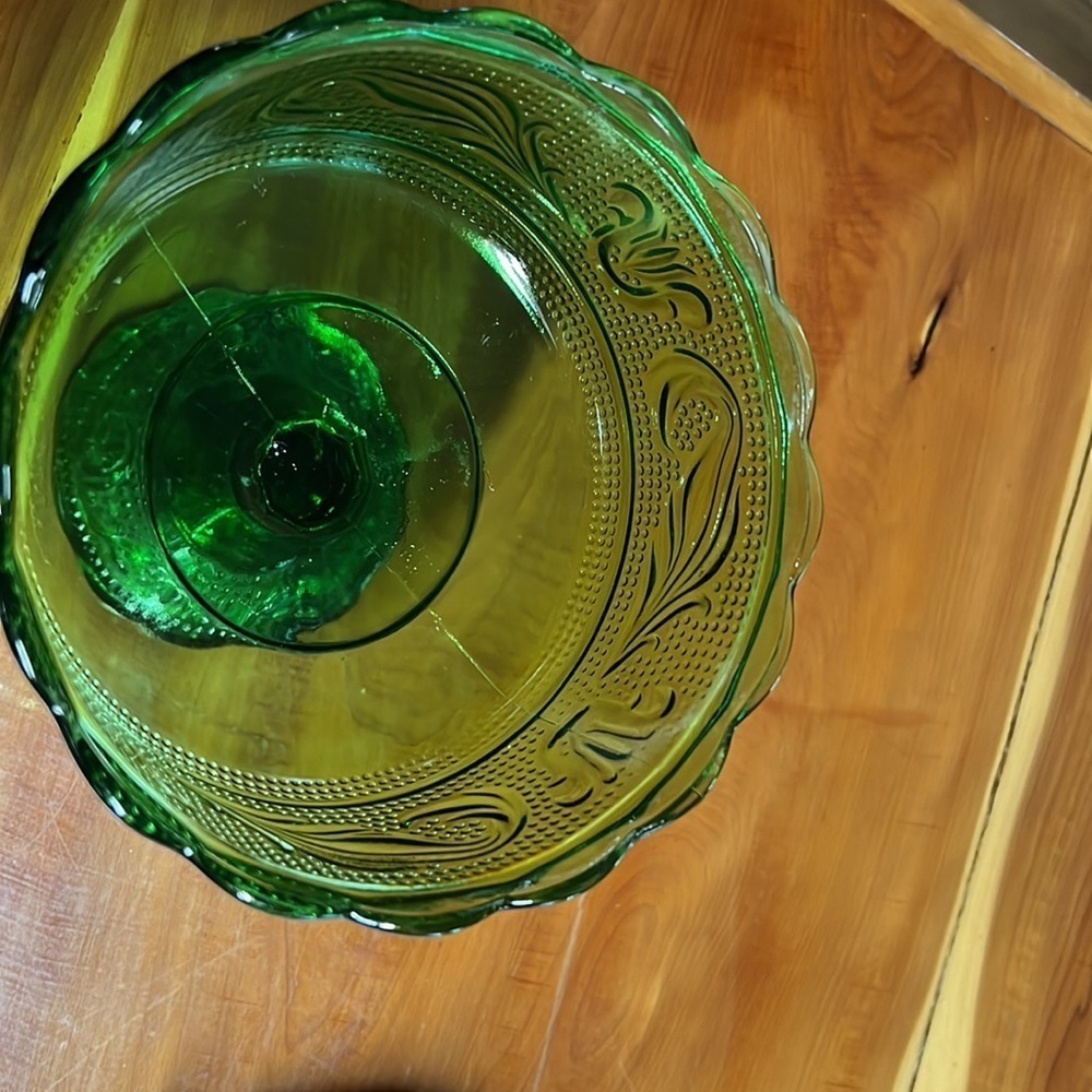 Vintage EO Brody Footed Green Candy Dish - Picture 3 of 4